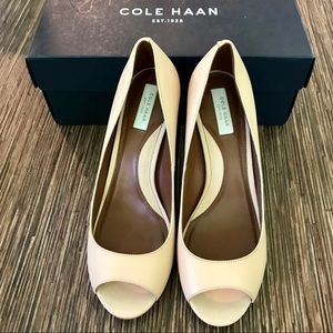 Cole Haan open toe pump in rose nude color